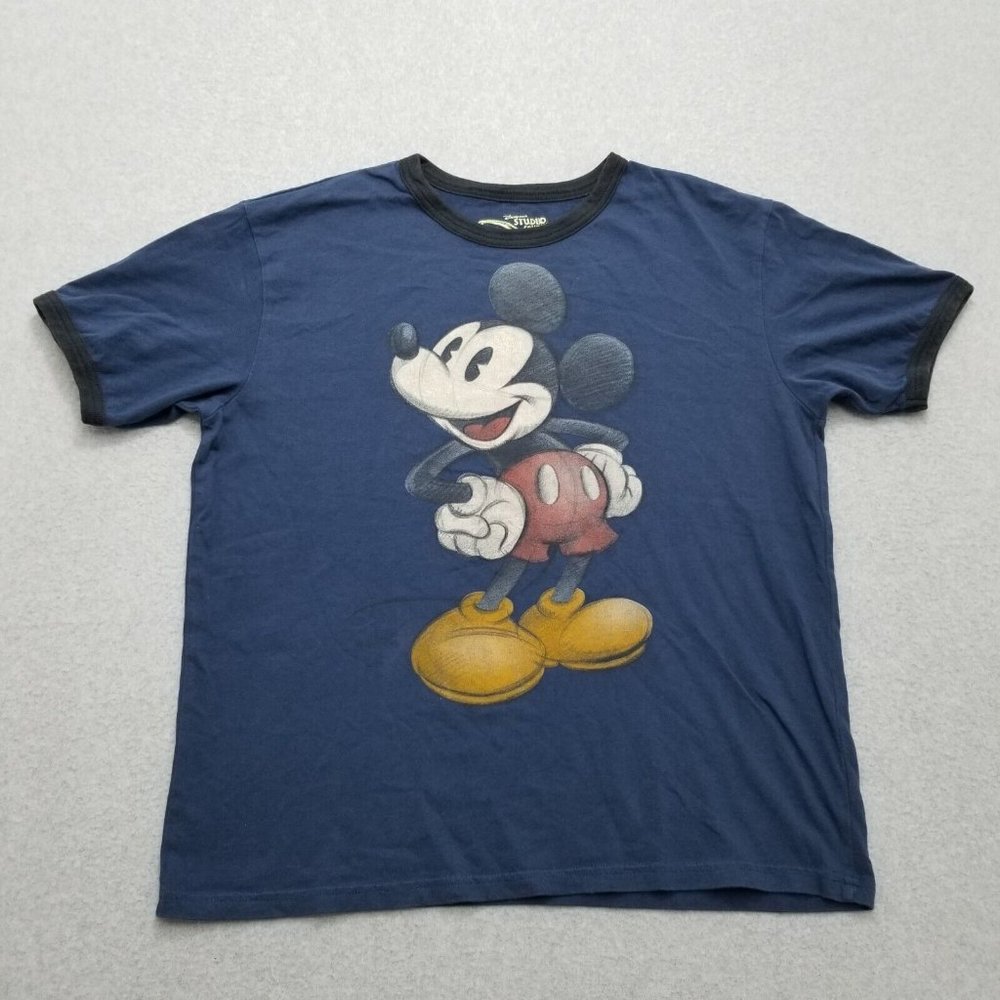 Mickey Mouse Shirt Mens XL Blue Short Sleeve Crew Neck Disney‎ Studio Collection